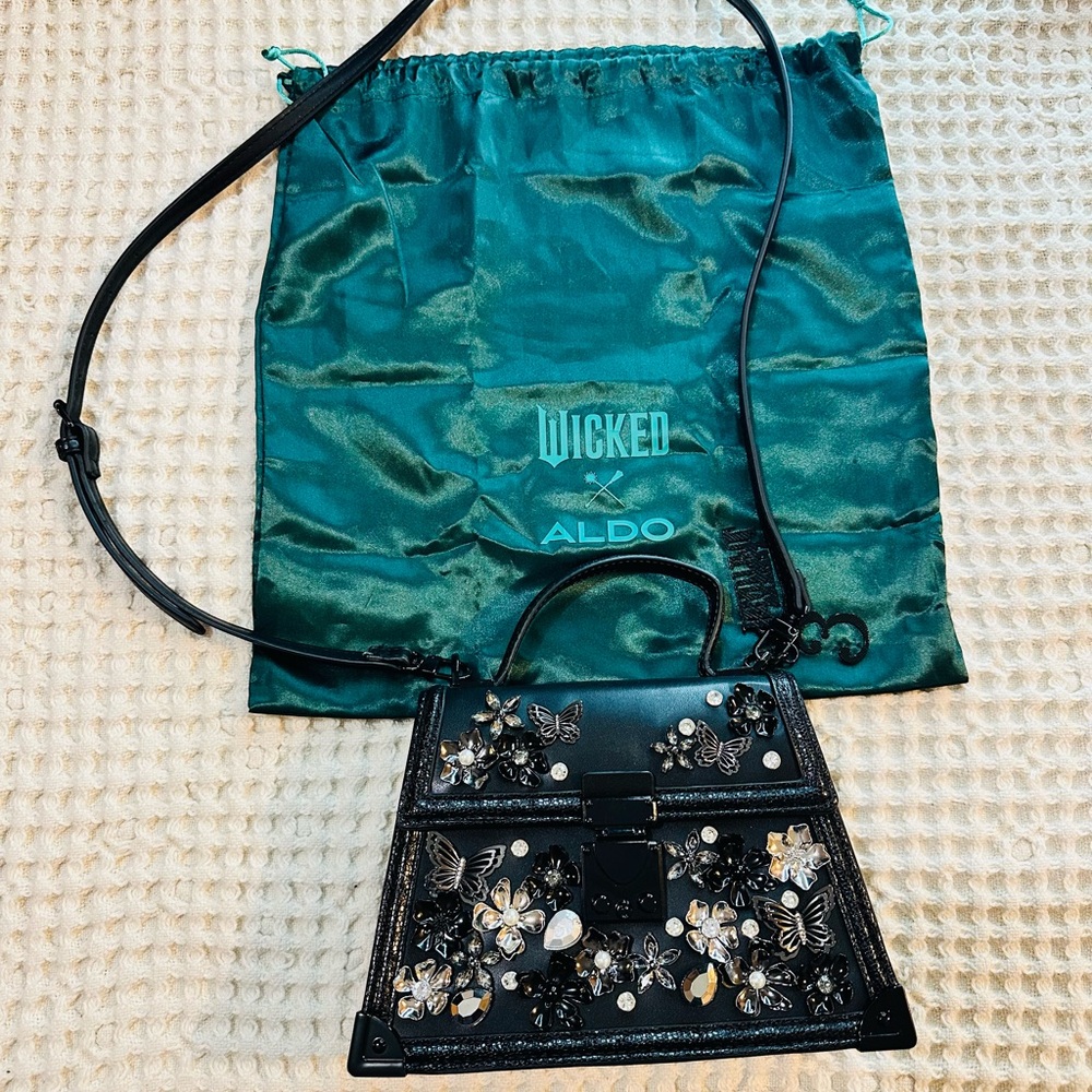 Aldo d Wicked Black Embellished Mini Top-Handle Bag - Picture 7 of 10